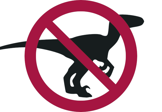 No Dinosaurs allowed sign